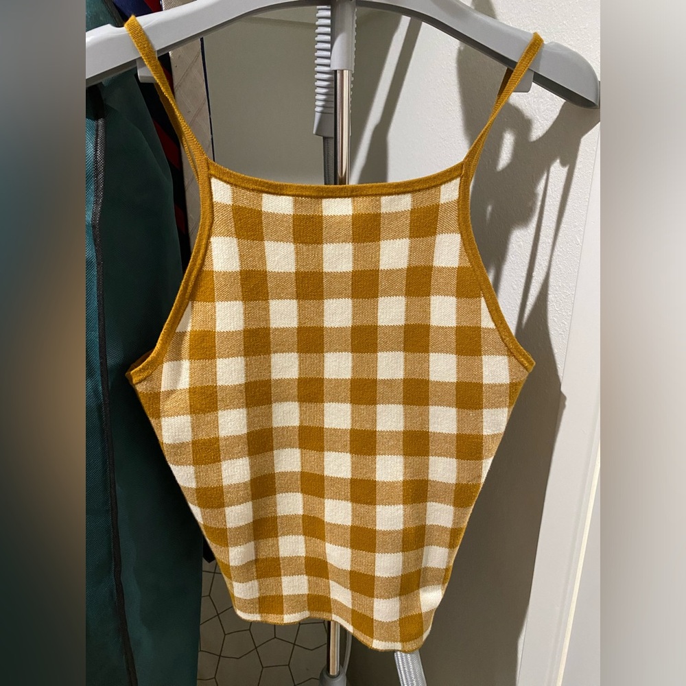 Madewell Gingham Apron Sweater Tank